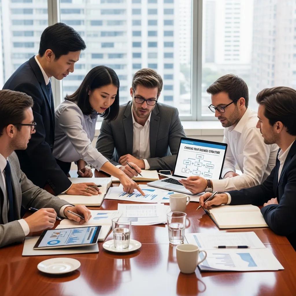Business professionals collaborating on choosing the right business structure