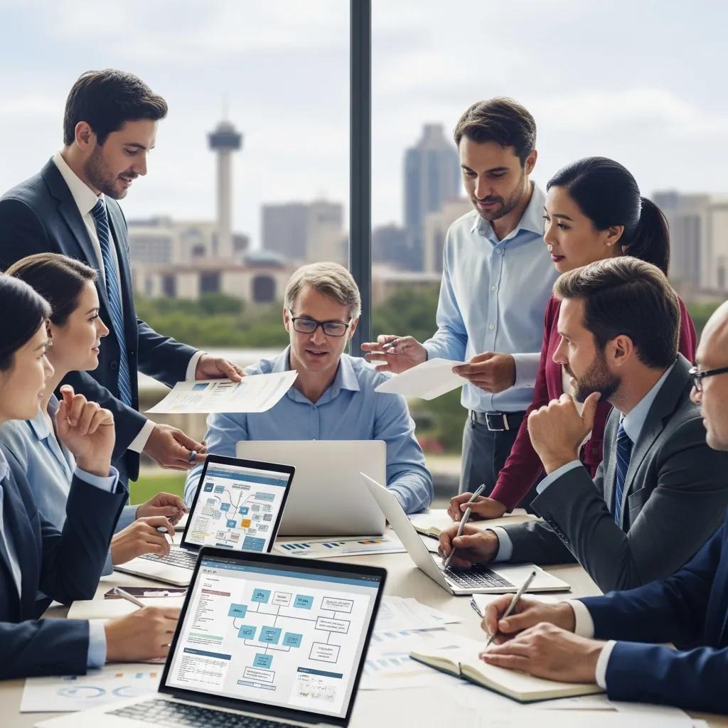 Business team in San Antonio collaborating on a disaster recovery plan