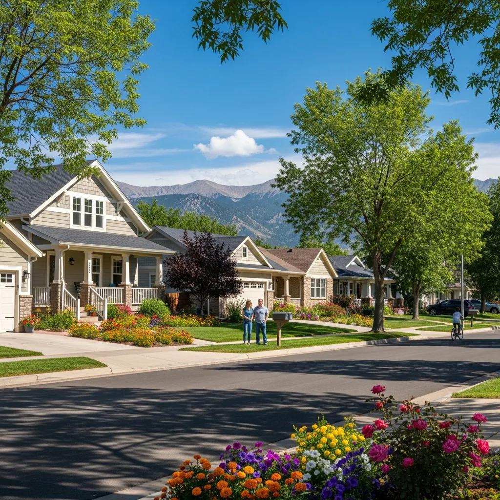 Charming neighborhood in Raccoon Creek, Littleton, CO, showcasing homes and greenery