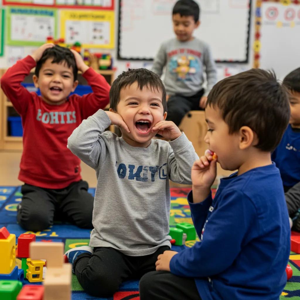 Children engaging in social emotional learning activities, showcasing cooperation and emotional expression