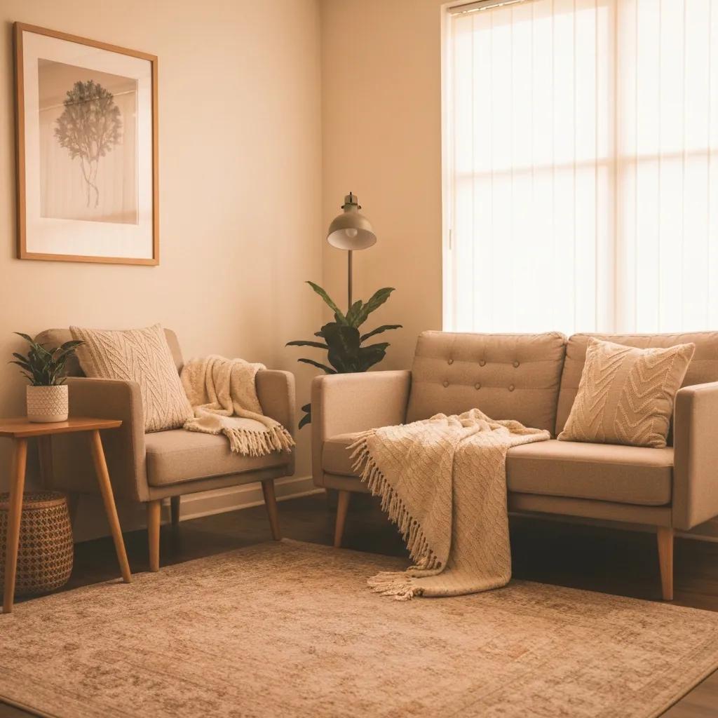 Comfortable therapy office setting with inviting decor for individual therapy