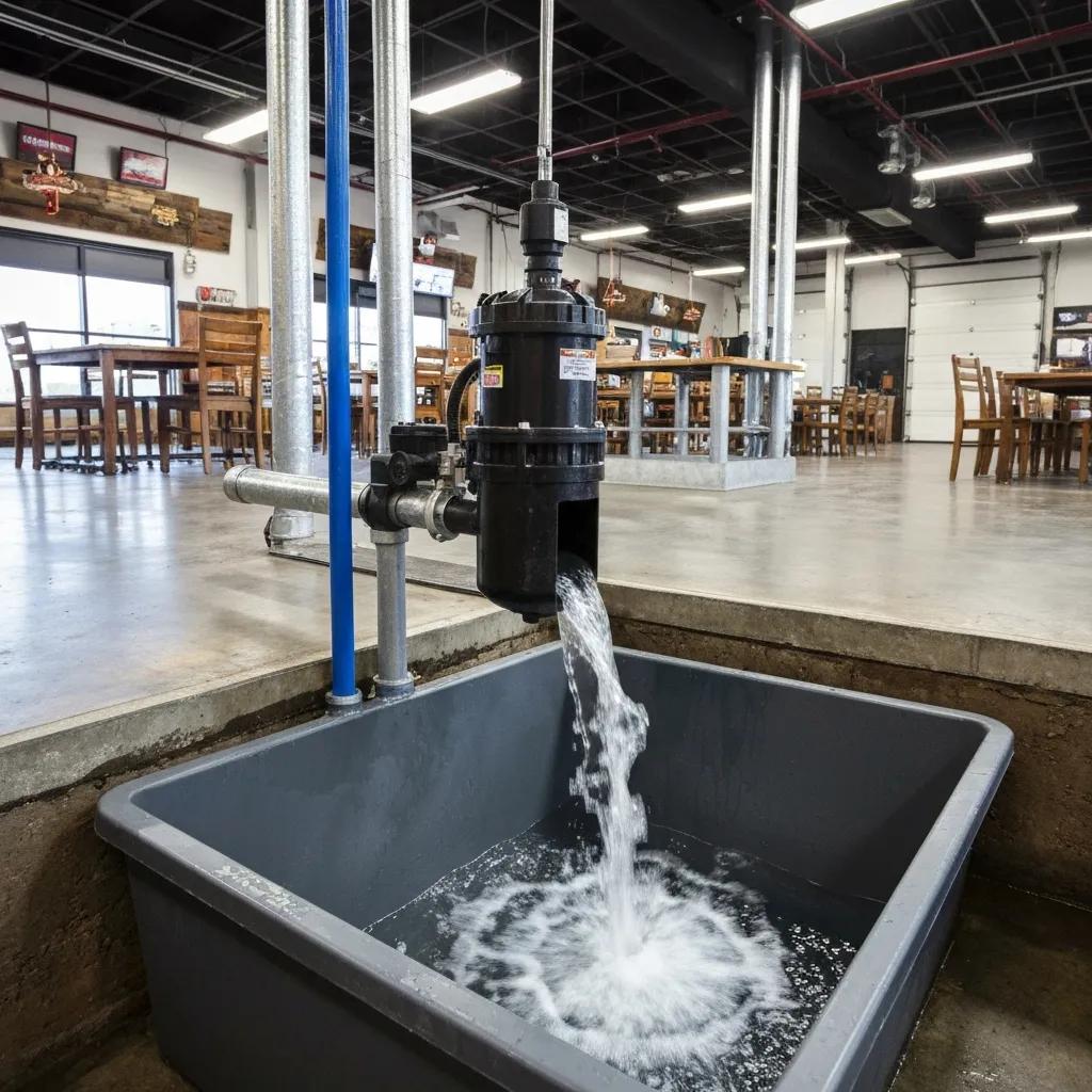 Commercial sump pump system in action for effective flood prevention