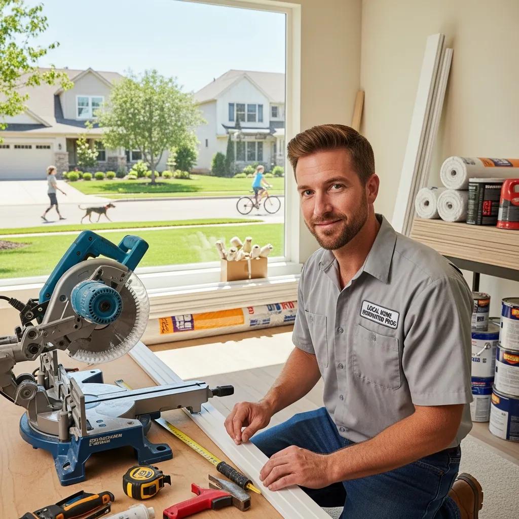 Contractor working on home renovation in a suburban neighborhood, emphasizing local SEO for contractors