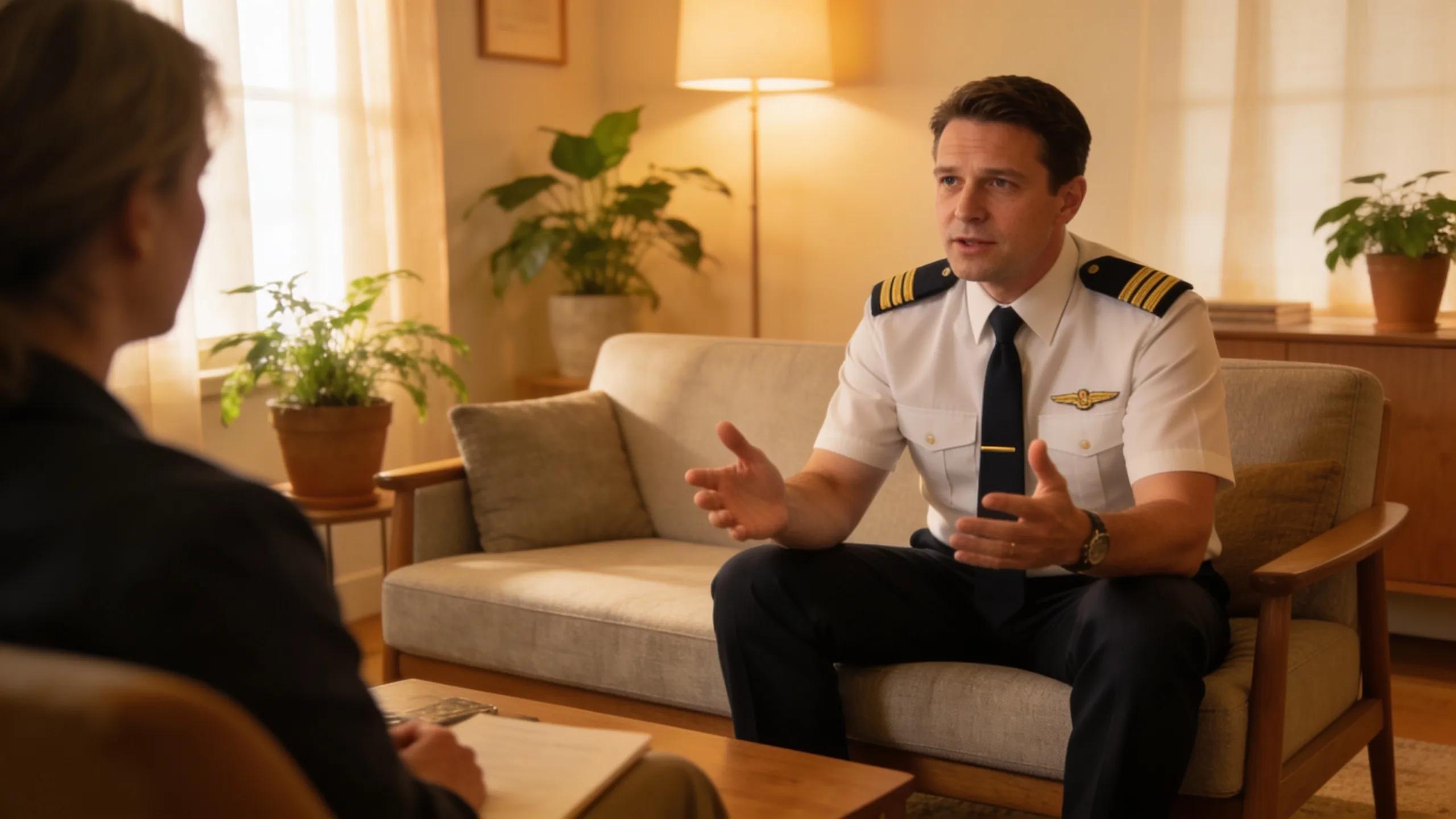 Pilot engaged in therapy, symbolizing the connection between mental health and FAA certification