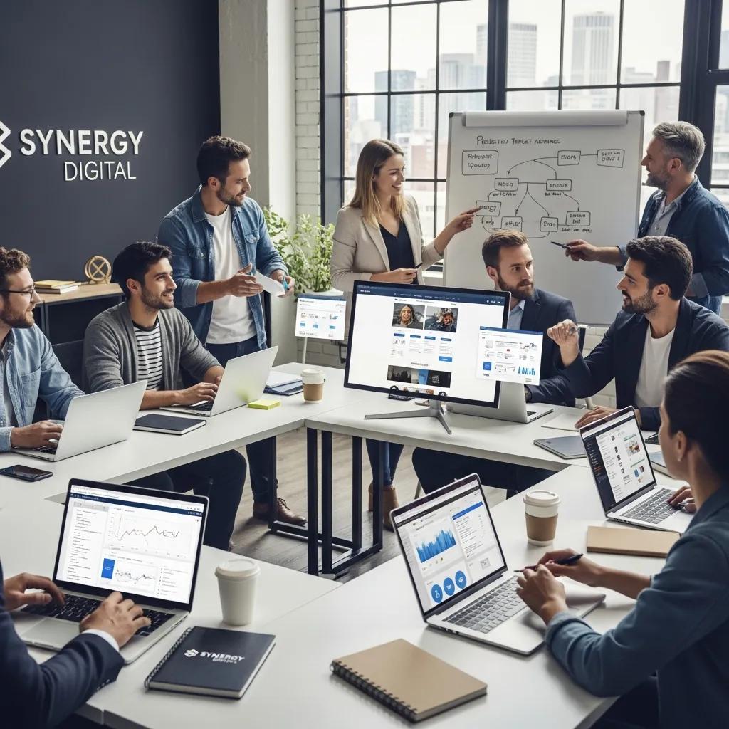 Digital marketing agency team collaborating on outreach strategies