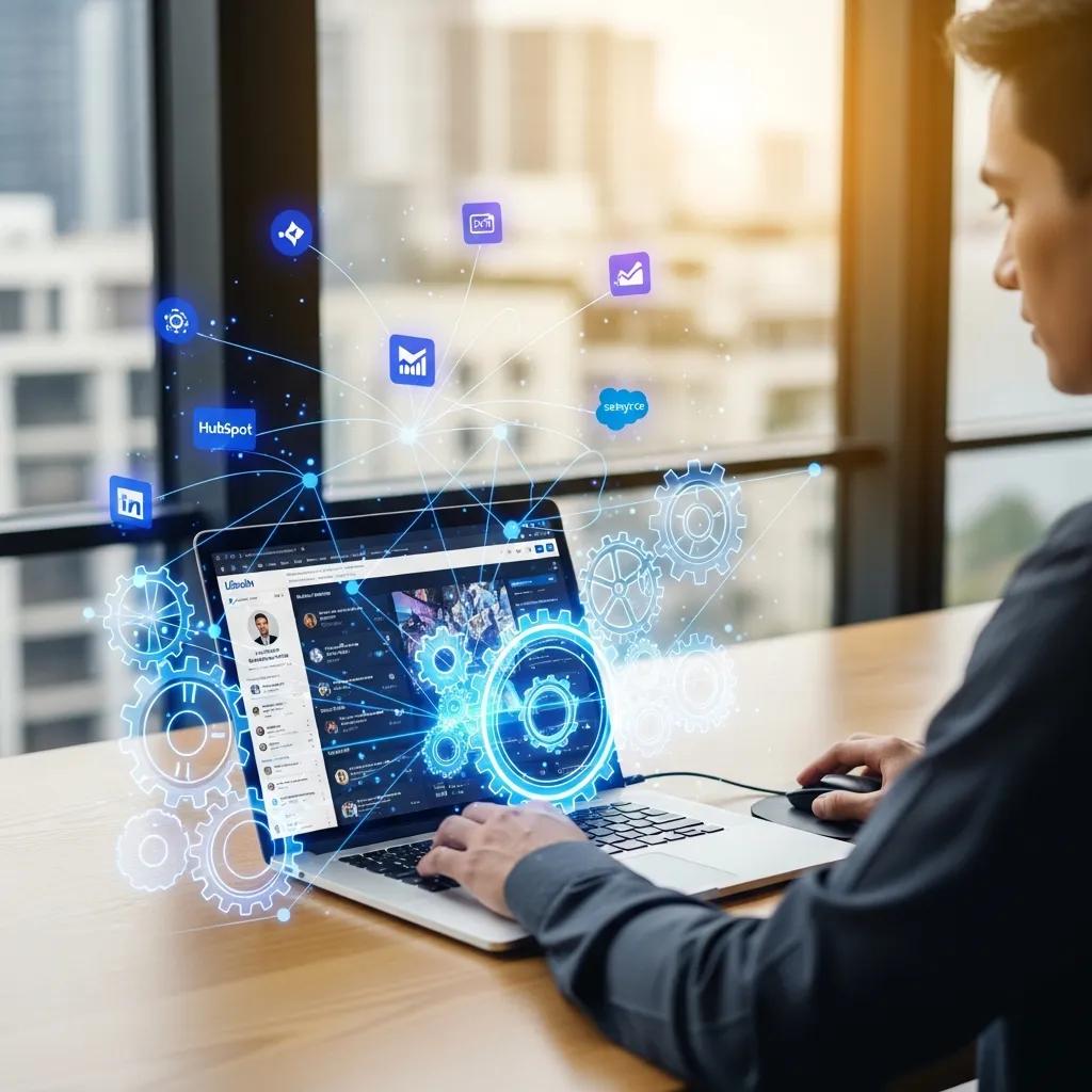 Digital marketing professional engaging with LinkedIn automation tools