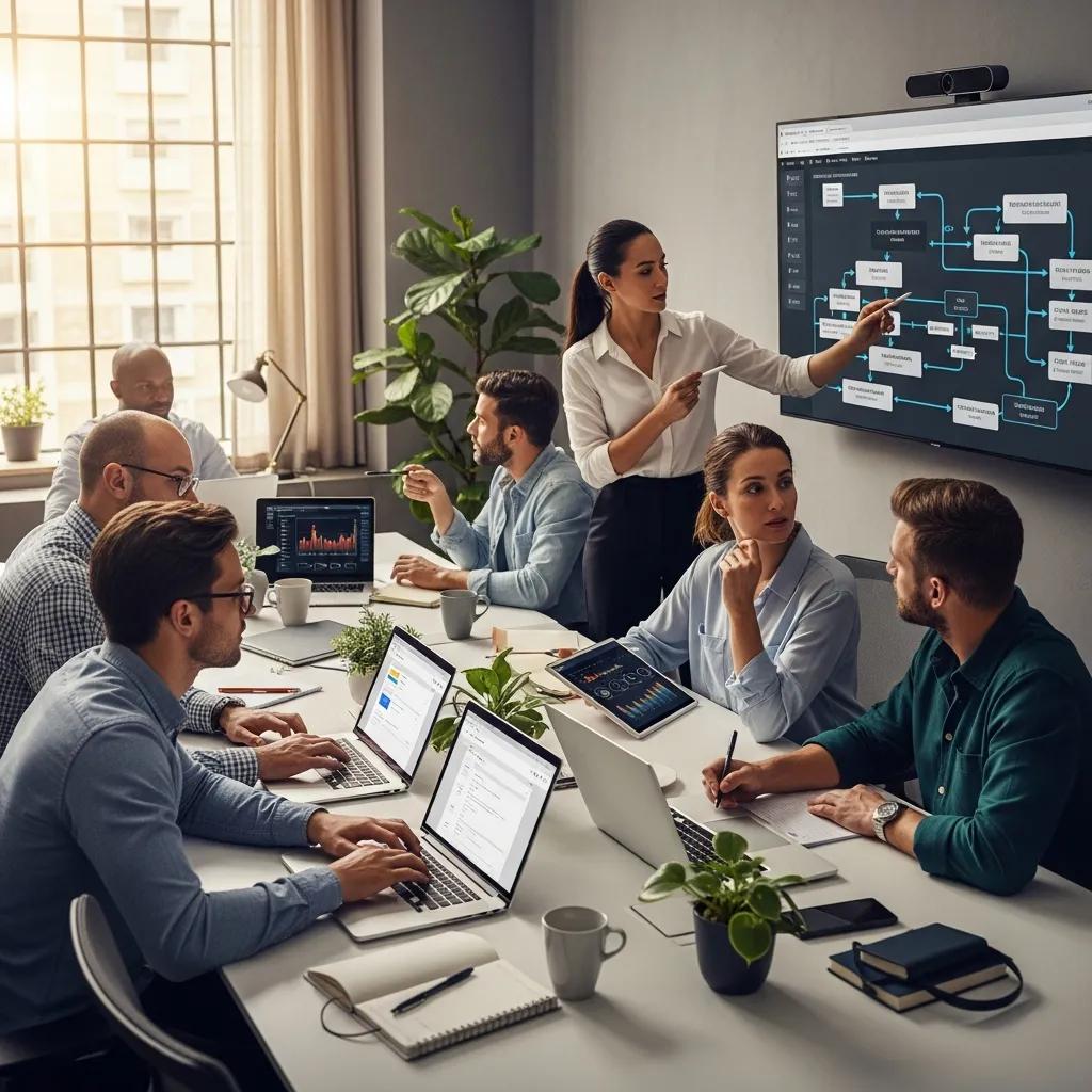 Digital marketing team collaborating on B2B outreach automation strategies