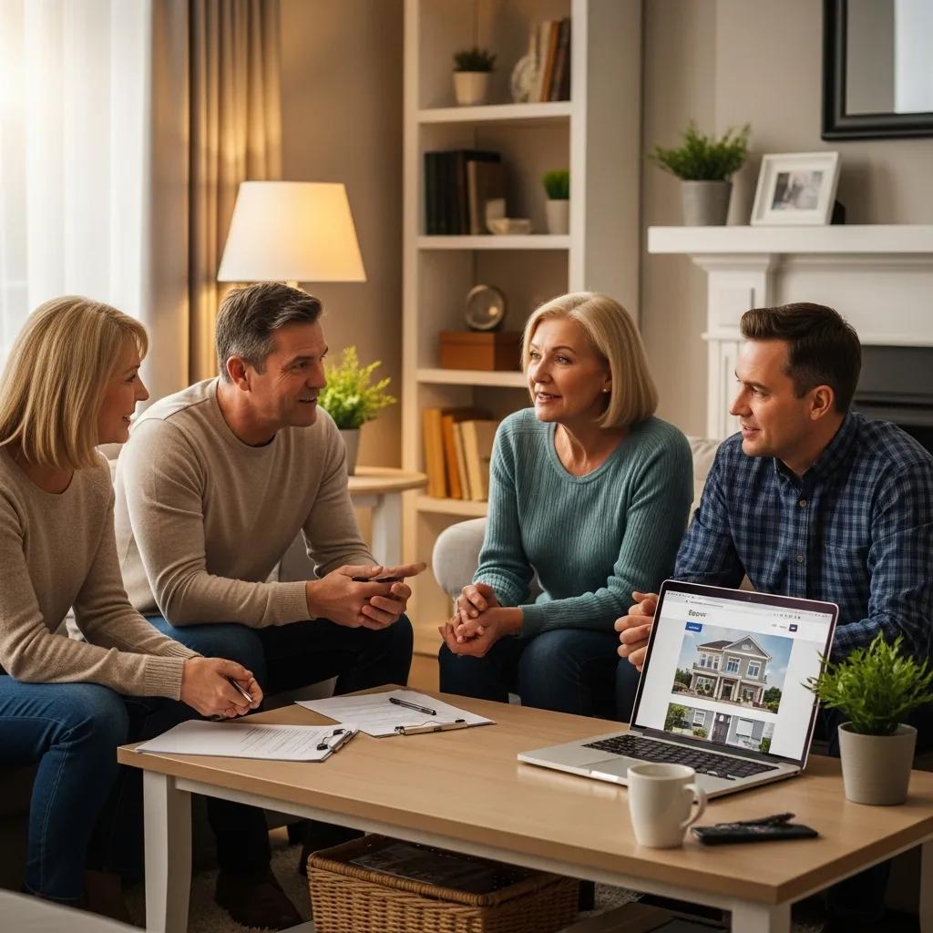 Family discussing home selling costs in a cozy living room