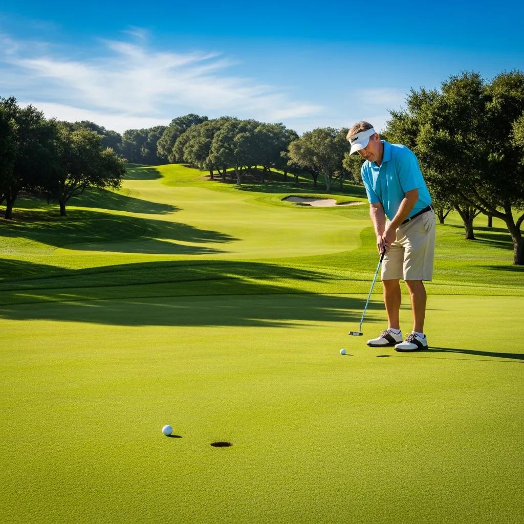 Golfer practicing putting on a green, highlighting essential putting skills