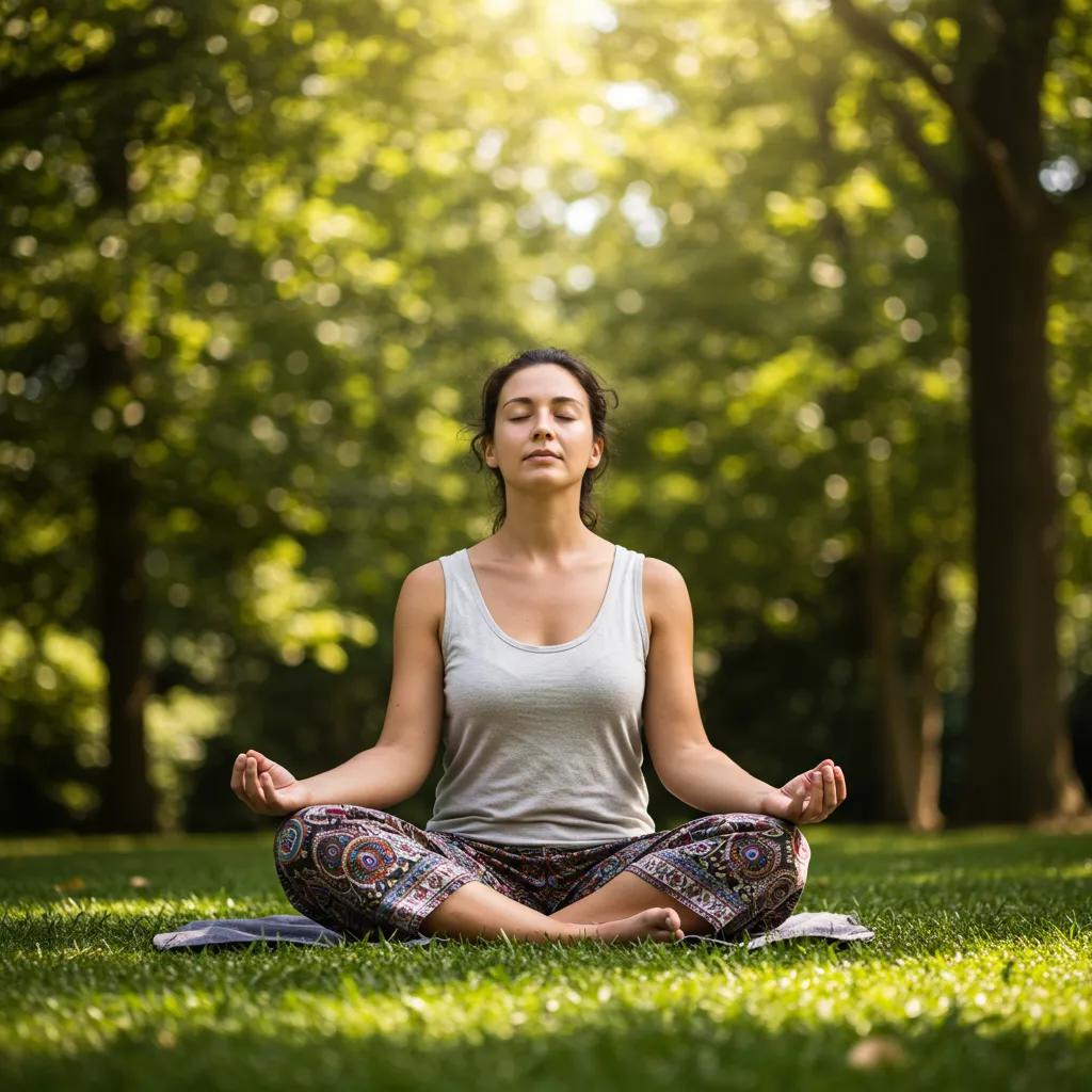 An individual practicing mindfulness in an outdoor setting, illustrating the benefits of CBT for anxiety relief