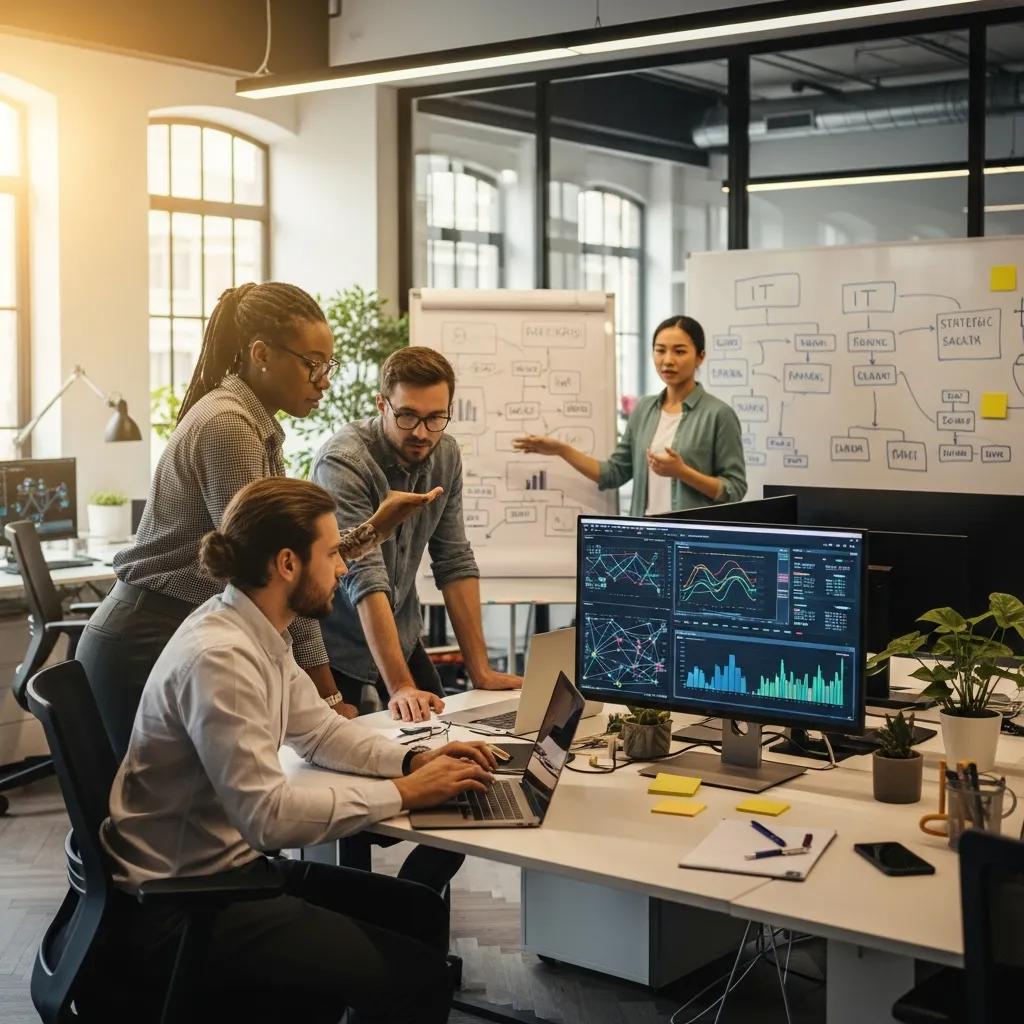 IT professionals collaborating in a modern office to prevent downtime with proactive support