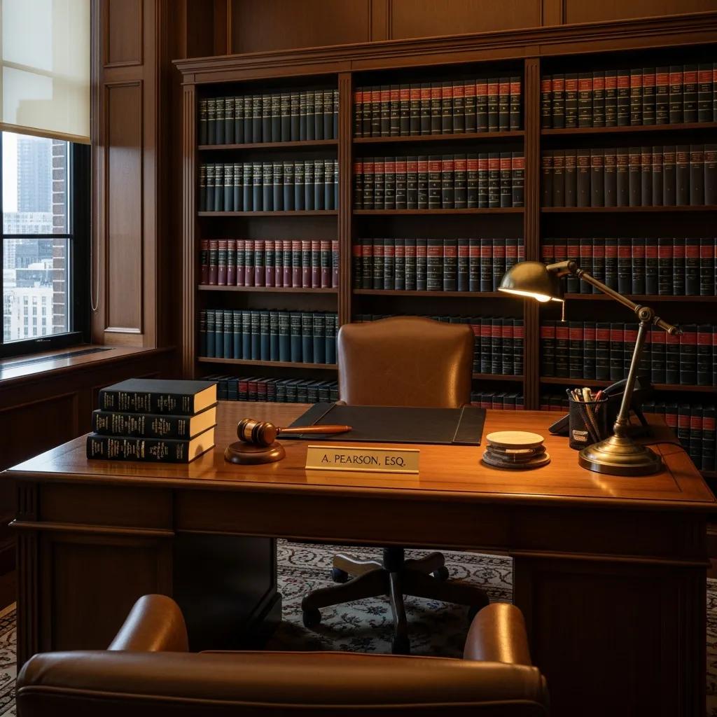 Lawyer's office with legal books and gavel representing title problem resolution in West Virginia