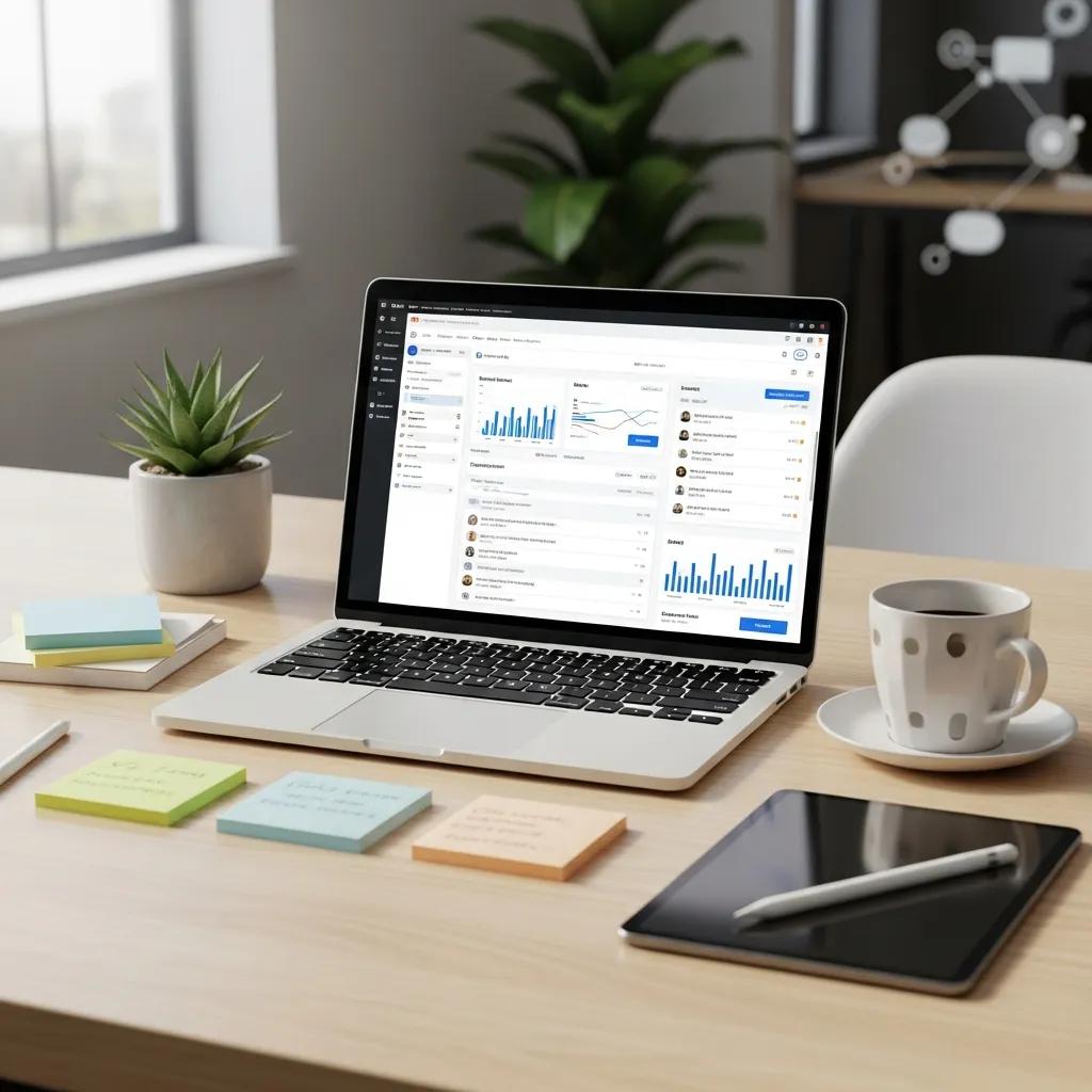 Modern digital marketing workspace with outreach automation tools