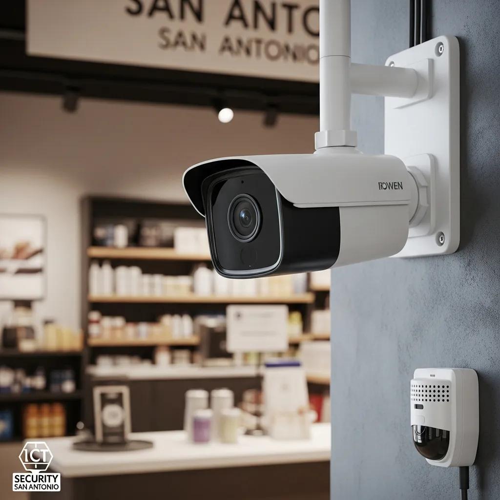 Modern IP camera in a San Antonio retail store enhancing business security
