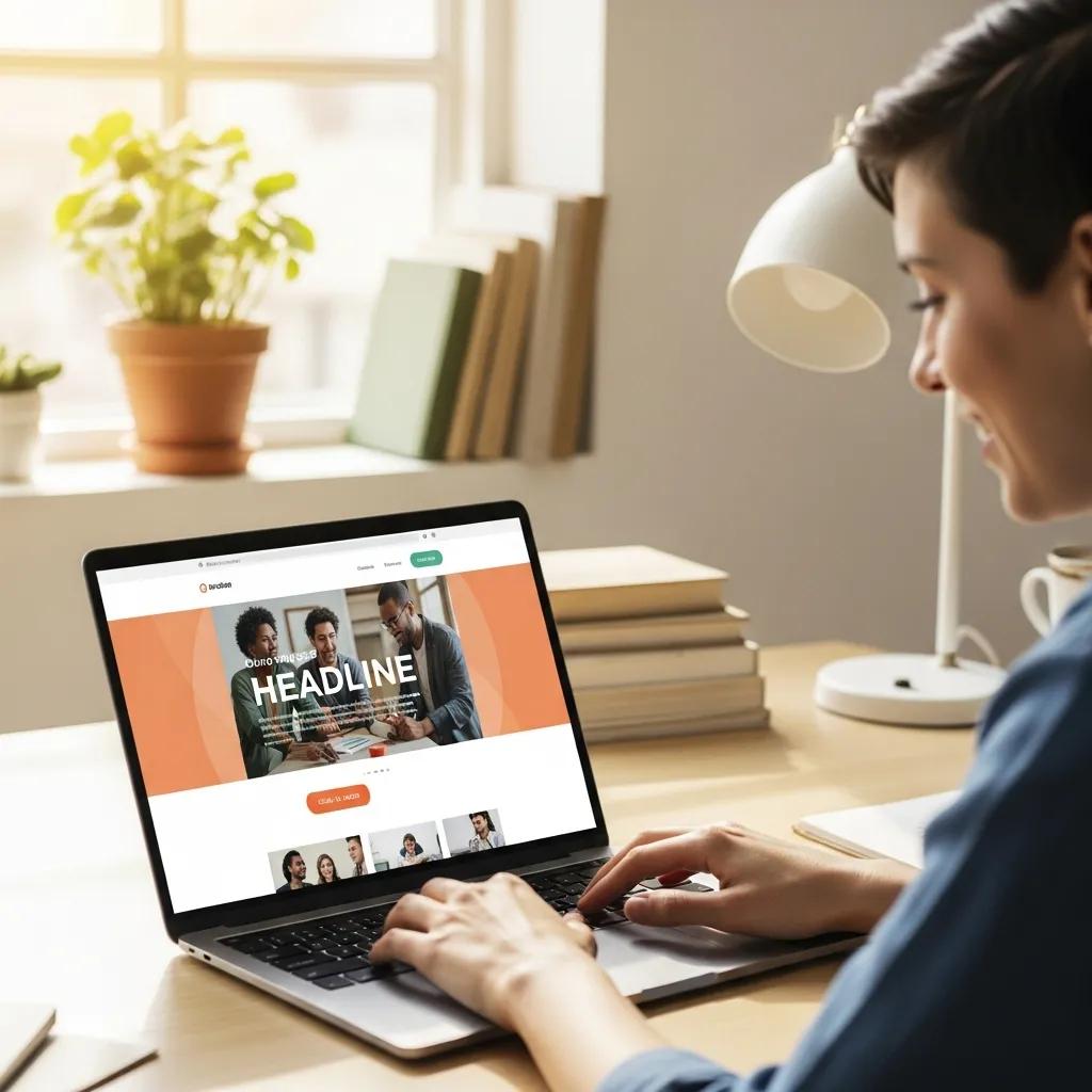 Modern laptop displaying a high-converting landing page design with engaging visuals