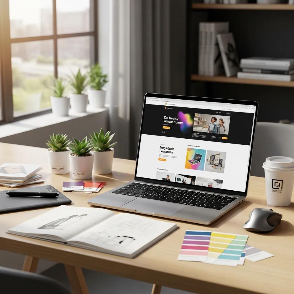 Modern laptop showcasing a visually appealing website design reflecting current aesthetic trends