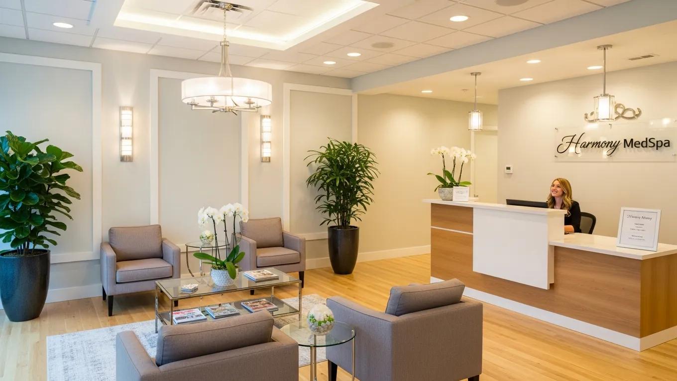 Modern medical spa reception area emphasizing local SEO benefits