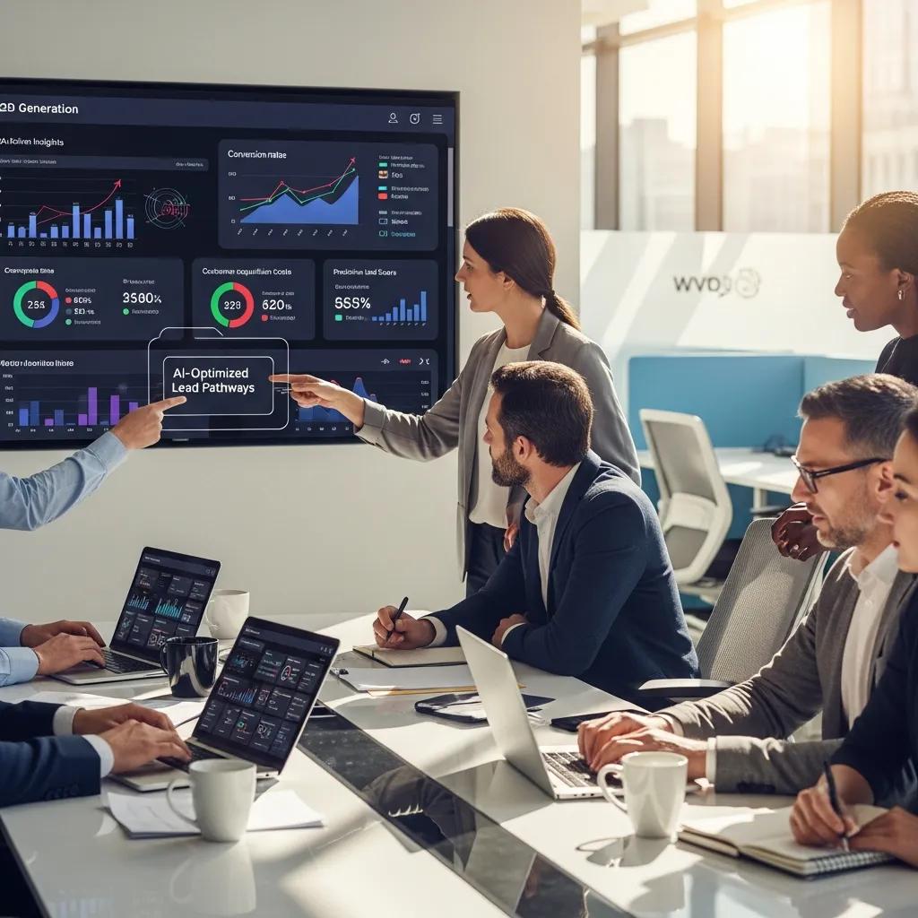 Modern office collaboration showcasing AI in B2B lead generation