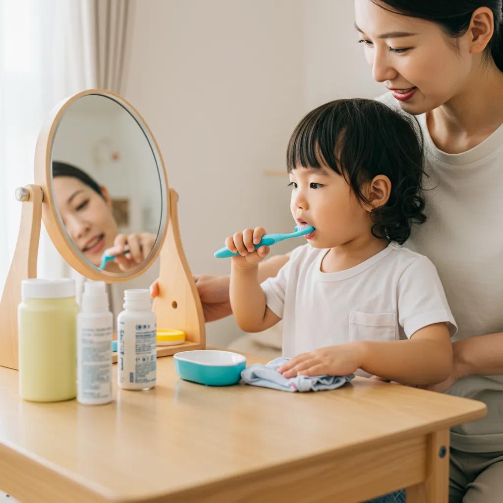 Parent and child engaging in a morning routine, highlighting the importance of routines in fostering child independence