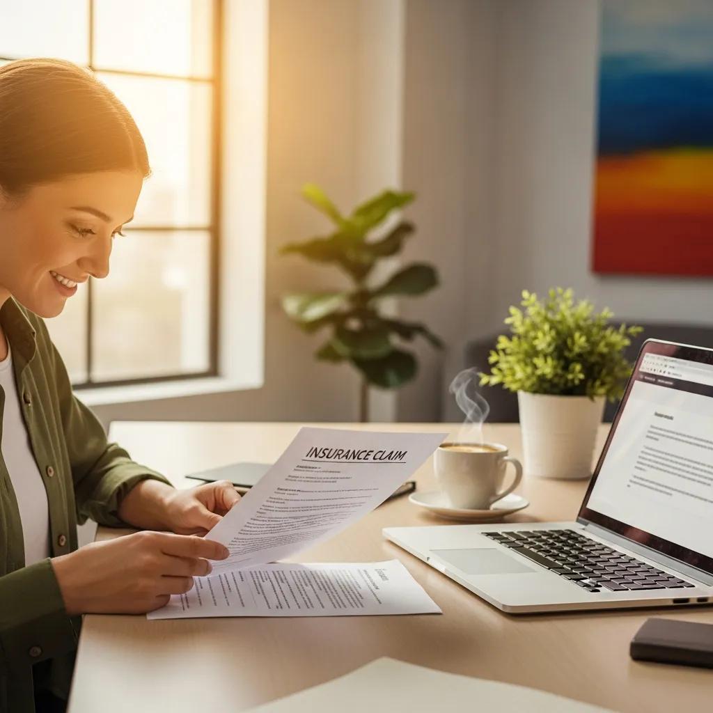 Person reviewing an insurance claim document at a desk, symbolizing the process of appealing a denied claim