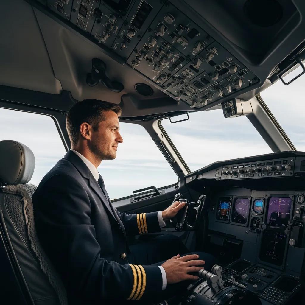 Pilot in cockpit demonstrating calmness and focus, representing CBT for managing flight stress