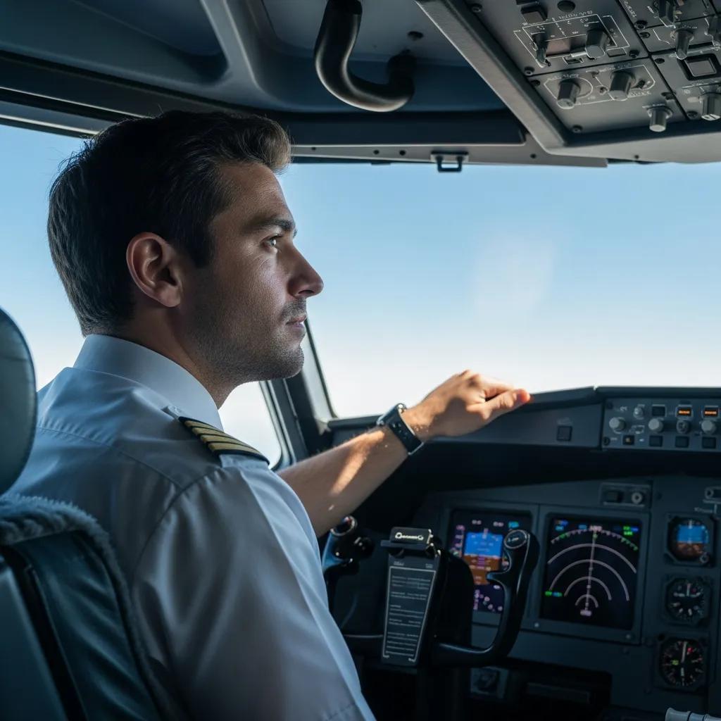Pilot in cockpit reflecting on mental health challenges in aviation