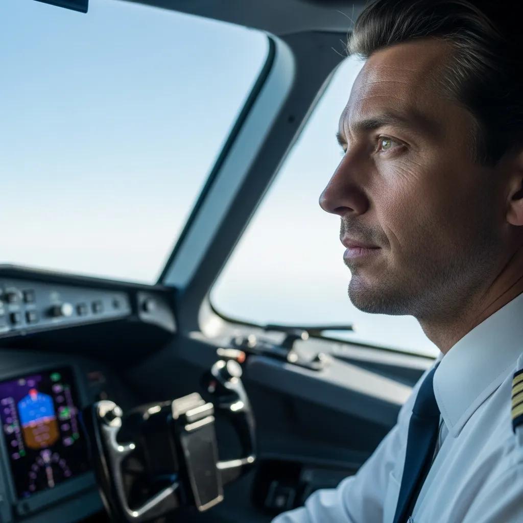 Pilot in cockpit reflecting on mental health challenges in aviation