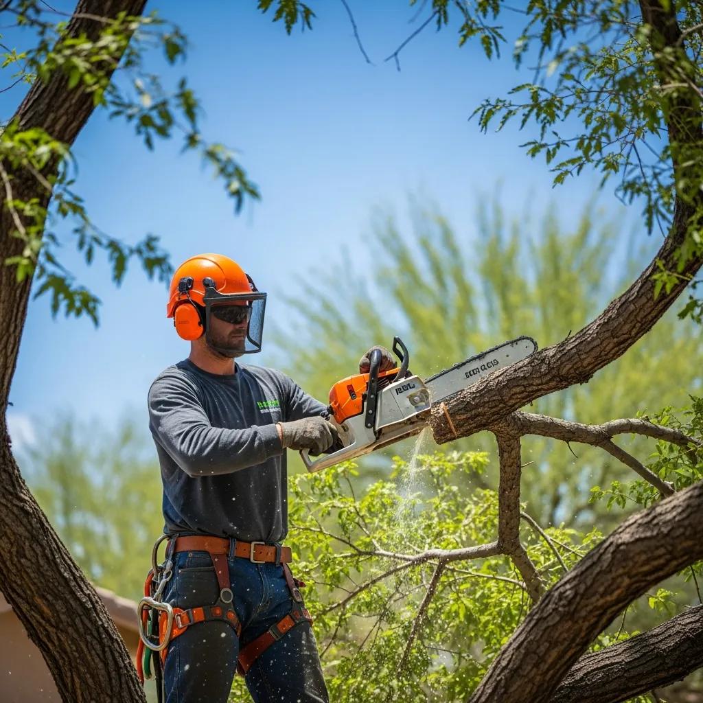 Professional arborist performing tree care services in Peoria, AZ