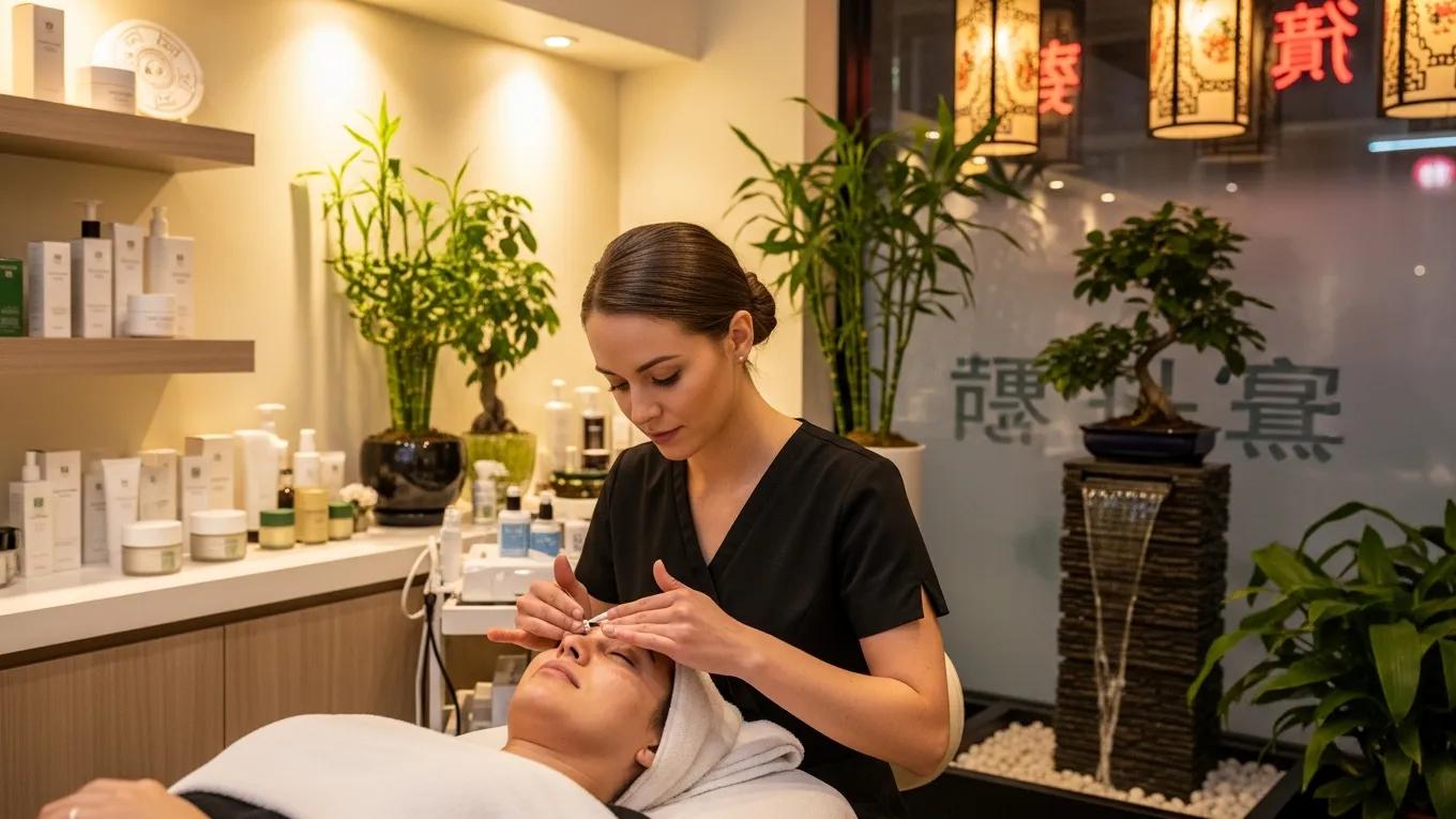Professional facial treatment in a serene spa setting in Chinatown DC