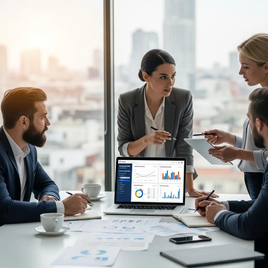 Professionals discussing SaaS subscription pricing models in a modern office setting