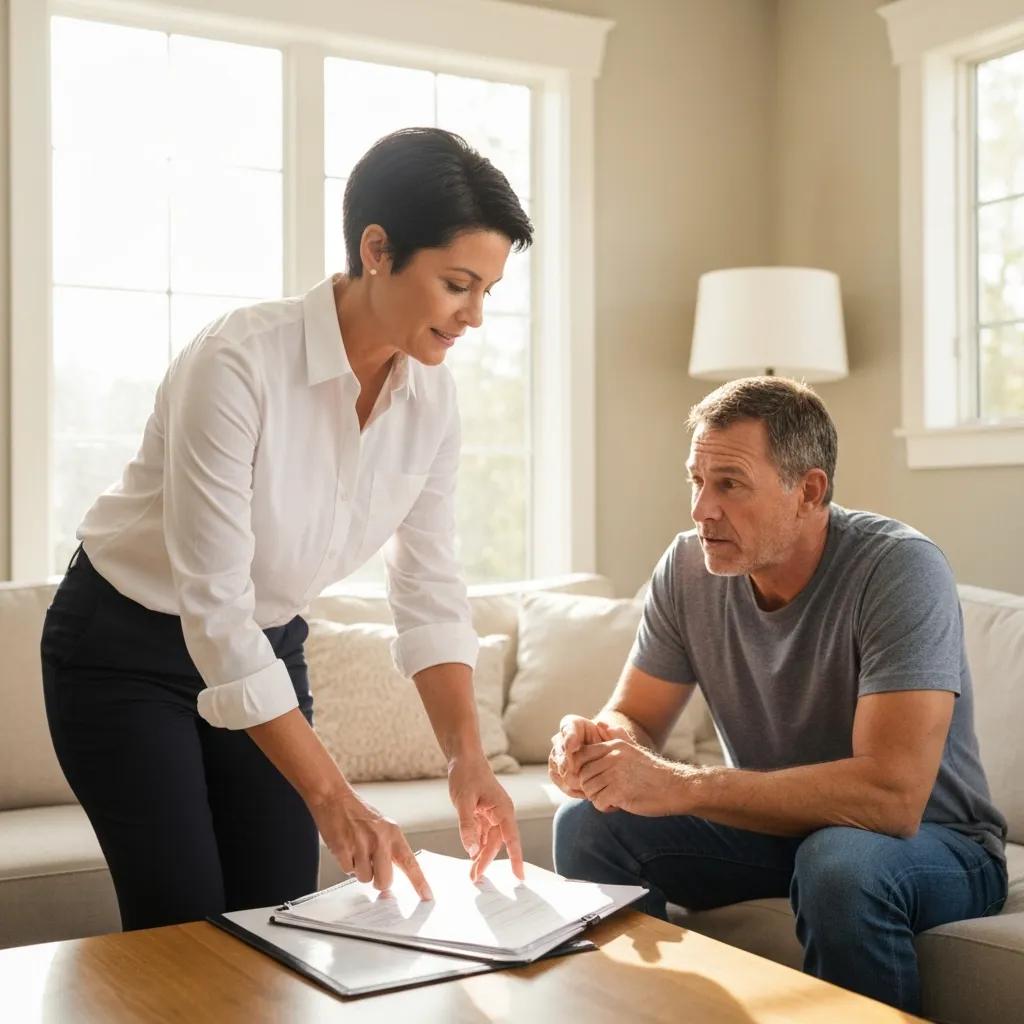 Public adjuster working with a homeowner on a home insurance claim