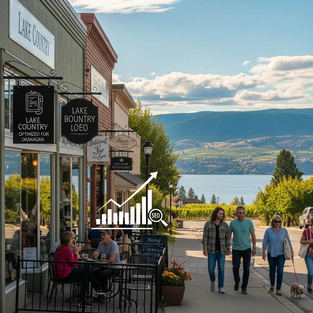 Scenic view of Lake Country BC with local businesses, emphasizing community and online visibility
