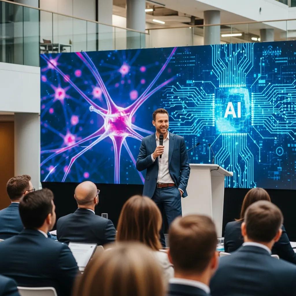 Sean Hyde presenting at a corporate event on AI and digital marketing