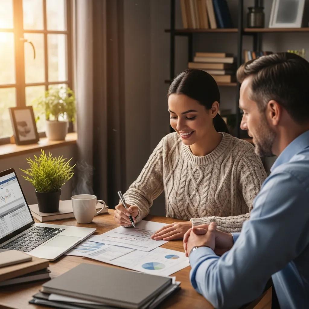 Small business owner consulting with a CPA in a cozy office setting