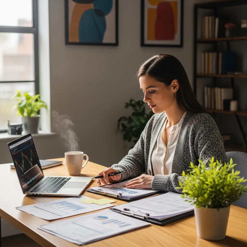Small business owner in a cozy office setting, emphasizing the importance of building business credit