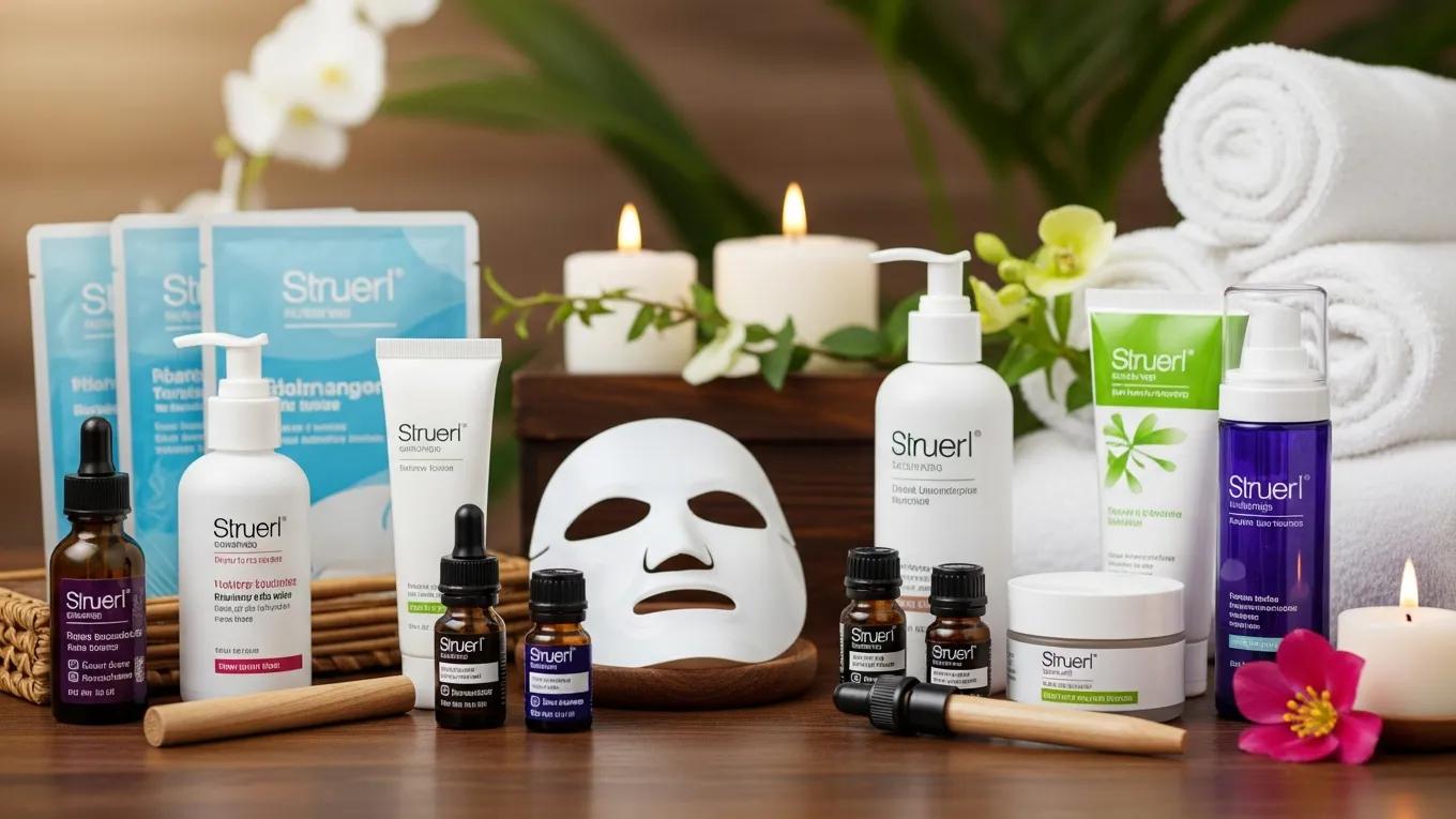 Spa setting with skincare products and tools for personalized facials