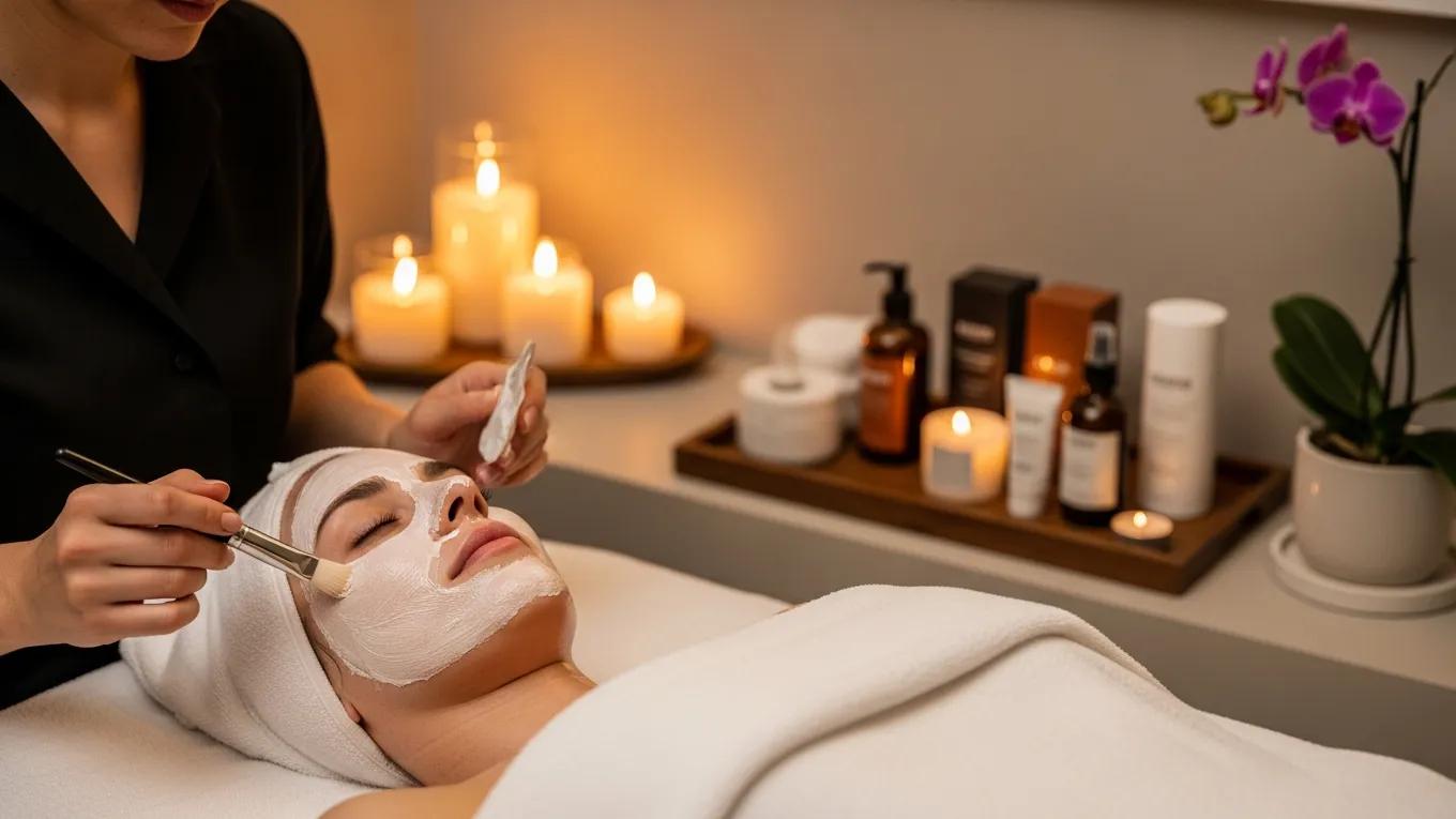 Spa treatment scene highlighting express facials for busy professionals