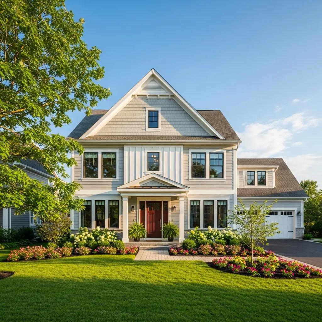 Suburban home with beautiful curb appeal representing market value factors