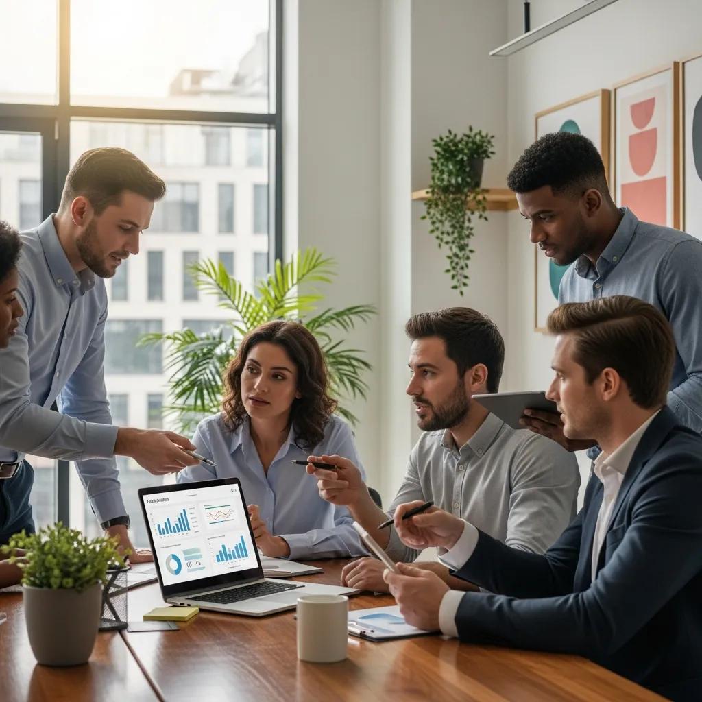 Team collaboration in a modern office focused on lead generation strategies
