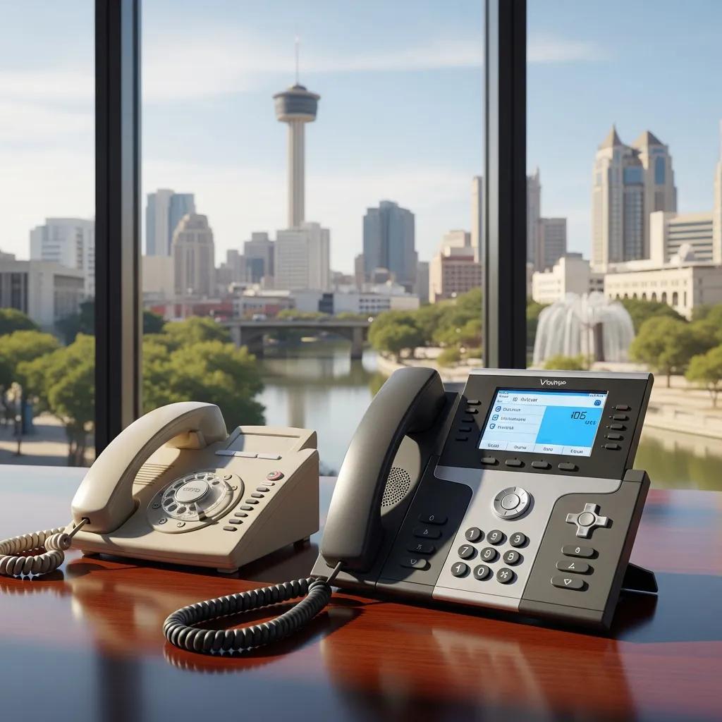 VoIP and traditional phone systems in a San Antonio office setting