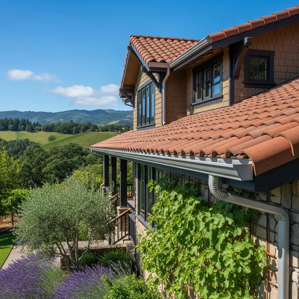 Well-maintained gutter system on a home in Sonoma County, highlighting the importance of gutter services