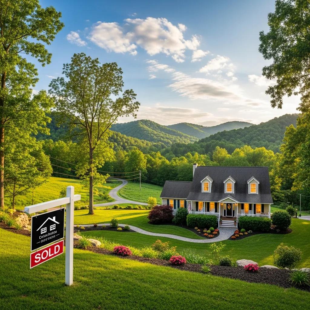 West Virginia landscape with a house representing real estate transactions
