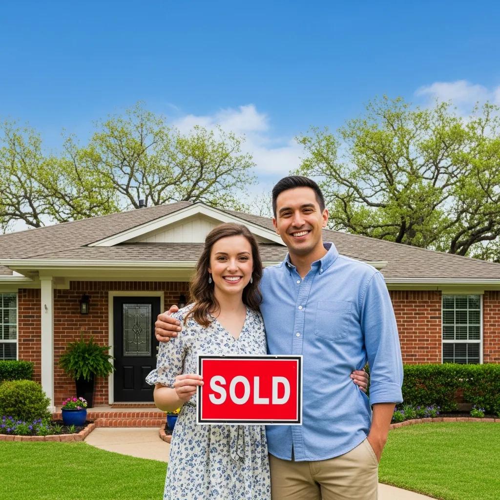 Young couple celebrating their first home purchase in North Texas