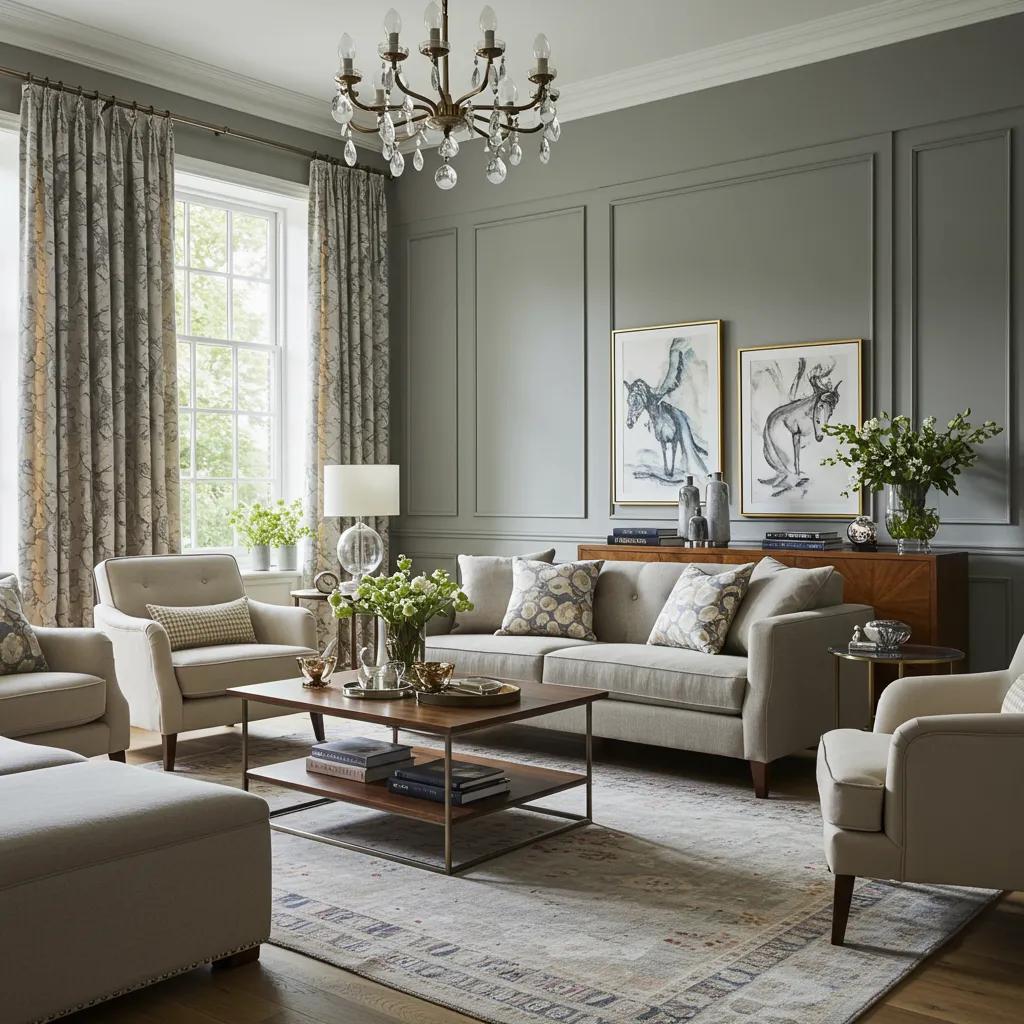 Stunning interior painting in a beautifully decorated living room with elegant color schemes and stylish furniture