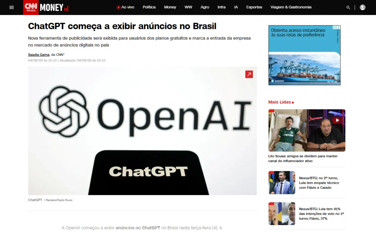 ChatGPT Começa a Exibir Anúncios no Brasil: O que Muda para Usuários, Marcas e o Futuro da Publicidade Digital