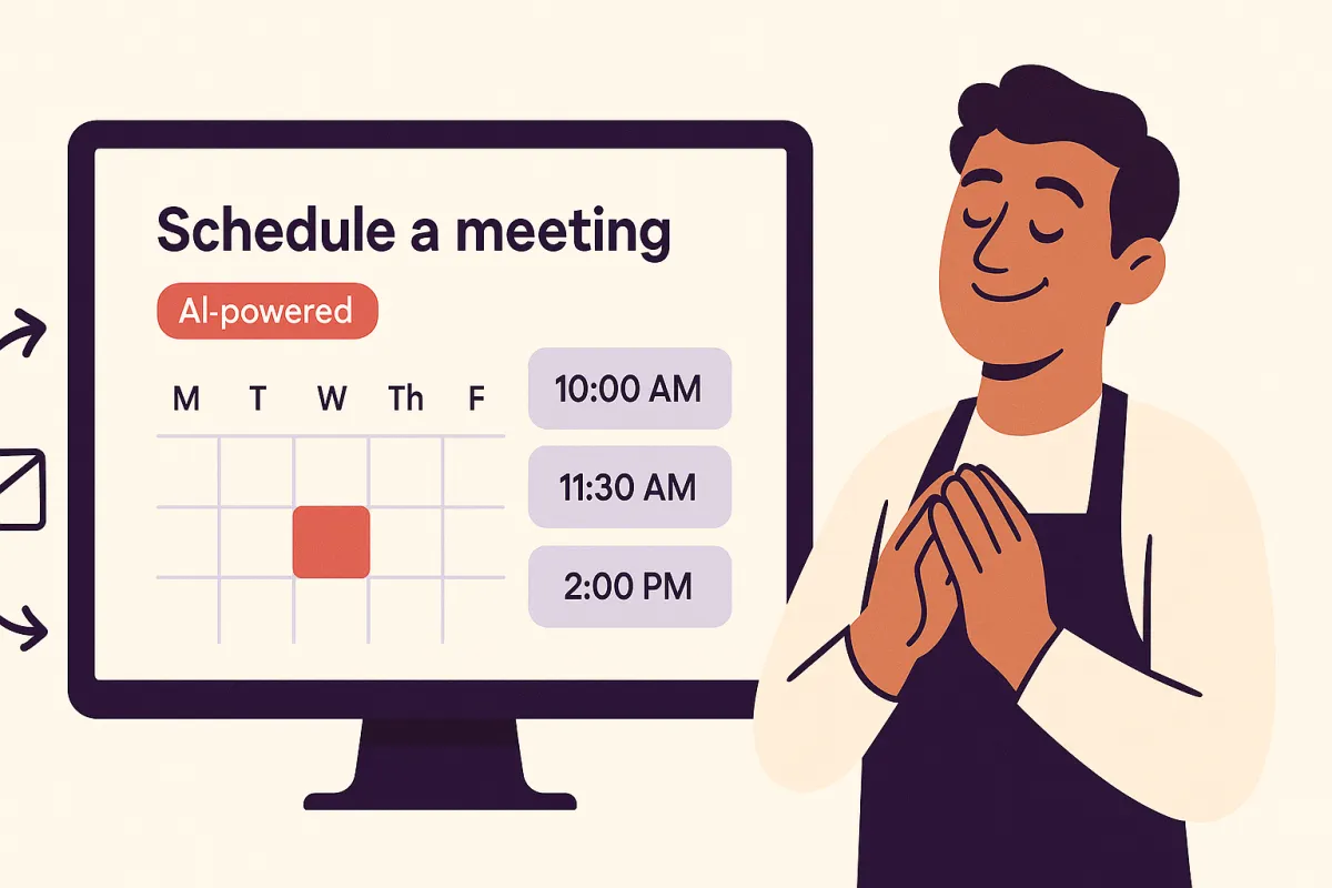 AI-powered scheduling calendar in Amply360 eliminating back-and-forth emails for small business owners
