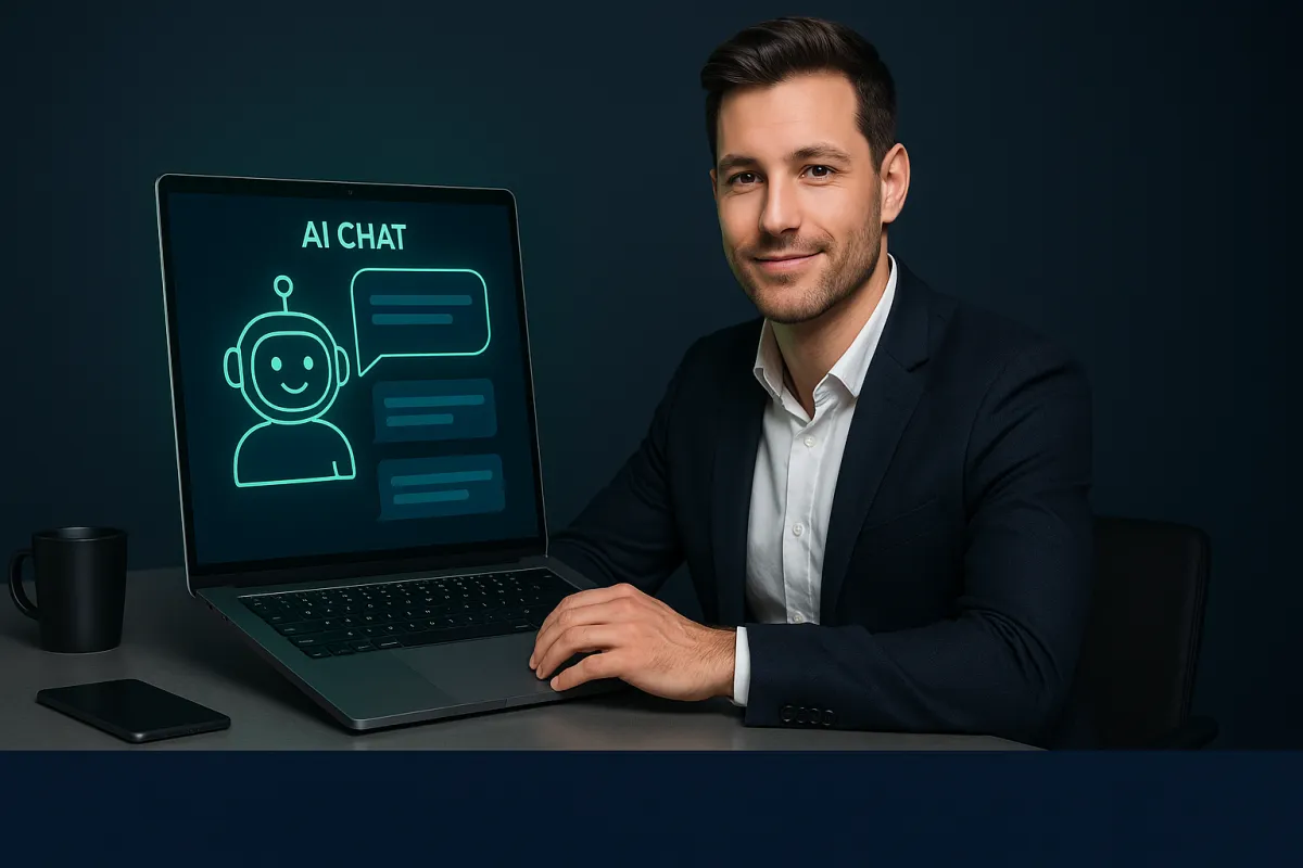 Empreendedor usando o Ask IA na plataforma GPlay