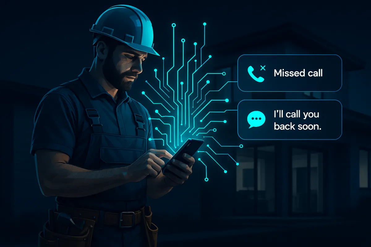 Contractor preparing lead system for spring busy season with AI automation on smartphone