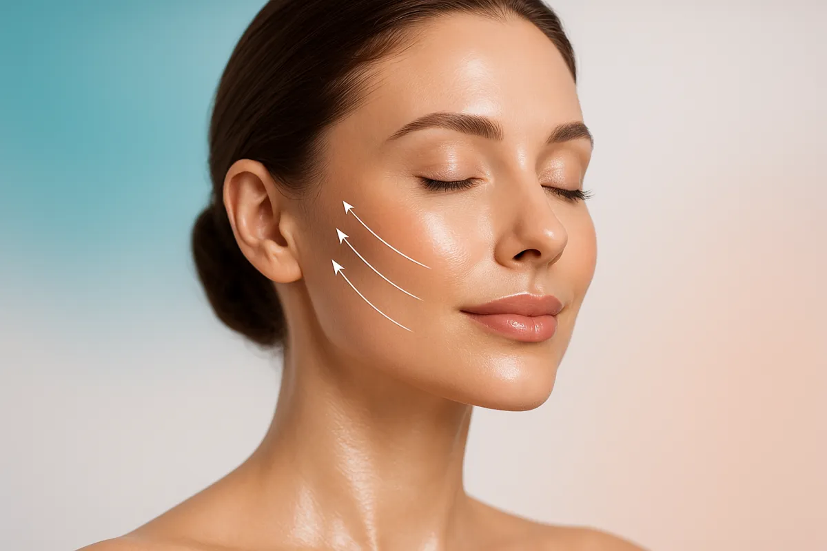 Woman with lifted glowing skin after PDO thread lift at Premier Solutions Lakeland FL