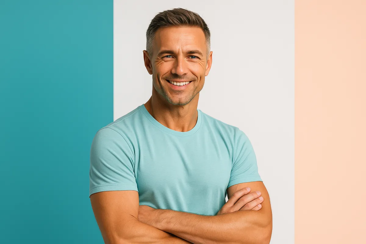 Confident healthy man in his 40s after testosterone replacement therapy at Premier Solutions Lakeland FL